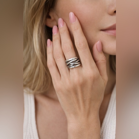 Sterling Silver 925 Multi Band Wrap Ring Chunky Open Statement Size 7 - Picture 9 of 9